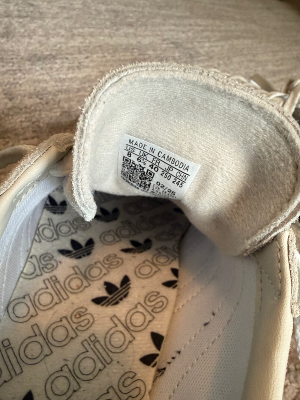 adidas Spezial Suede Sneakers in Cream with Black Stripes and Gum Sole - Picture 4 of 5
